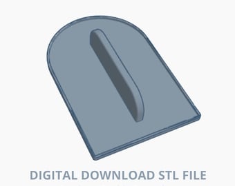 May include: A light blue fondant and cookie smoother with a handle. The tool is rectangular with rounded edges and a raised handle. Text at the bottom reads "DIGITAL DOWNLOAD STL FILE Fondant/Cookie Smoother."