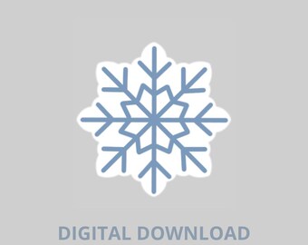 May include: A light blue snowflake design cookie cutter on a gray background. The snowflake has a white outline. Text at the bottom reads "DIGITAL DOWNLOAD COOKIE CUTTER STL".