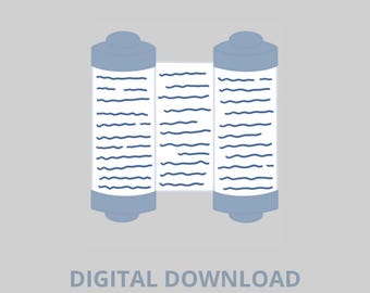 May include: An illustration of a cookie cutter design. The design features two blue cylinders connected by a wavy sheet, resembling a scroll. The text "DIGITAL DOWNLOAD COOKIE CUTTER STL" is displayed below the illustration.