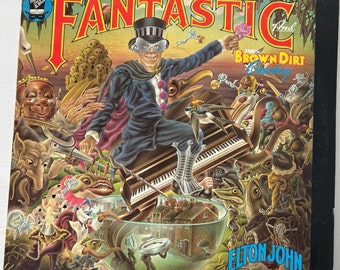 Elton John Captain Fantastic And The Brown Dirt Cowboy, Vintage Vinyl Record Album with booklets, 1975, MCA Records:  MCA-2142