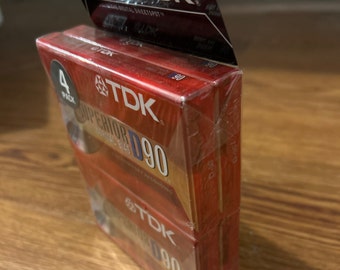 Sealed TDK D90 Superior 90 Minute Cassette Tape 4 Pack Sealed, Precision Cassette Mechanism, New Old Stock Recordable TDK Cassette