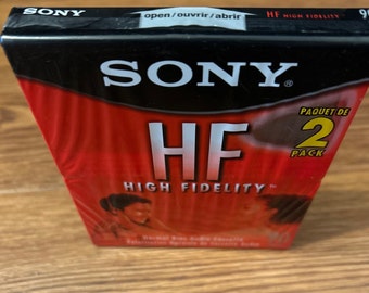 High Fidelity Sony HF 90 Minute Blank Audio Cassette Tape Lot of 2 sealed, 2 pack original