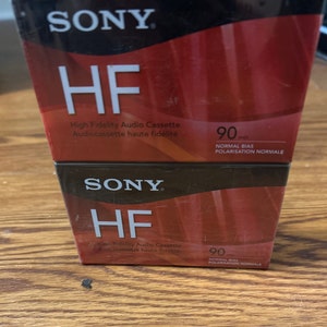 High Fidelity Sony HF 90 Minute Blank Audio Cassette Tape Lot of 2 sealed, 2 pack original