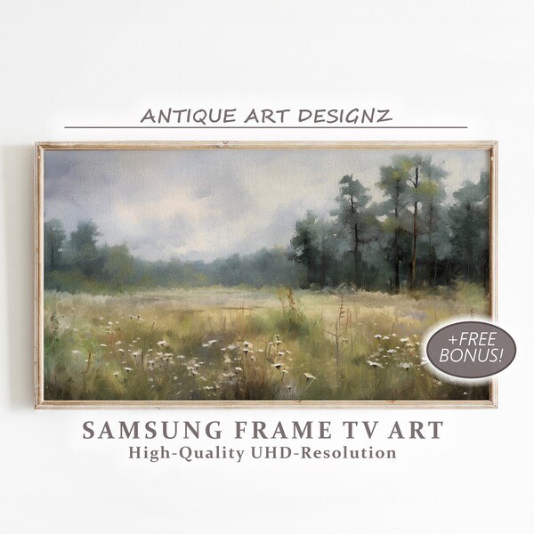 Samsung Frame TV art, Wildflower field vintage TV art, Flower Meadow Art, Antique Oil Painting tv art, Digital Download, Frame TV Art, WF11
