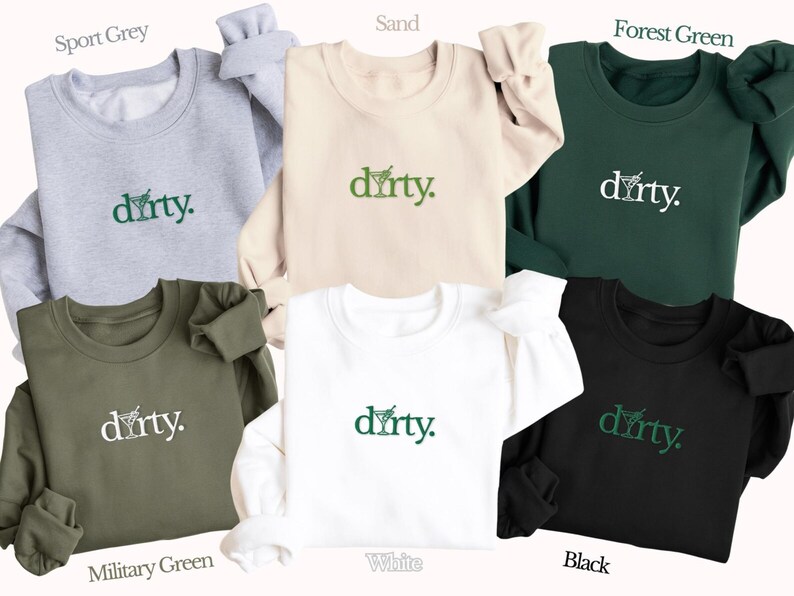 Dirty Martini Embroidered Sweatshirt – Funny Cocktail Lover Gift, Minimalist Unisex Sweatshirt for Her image 3
