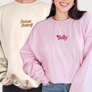 Peanut Butter And Jelly Embroidered Sweatshirts - Halloween Costumes For Best Friends, Halloween Embroidered, Unique Couples Halloween