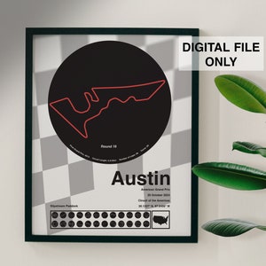 Austin F1 Track Poster Formula One Poster - Austin 2024 F1 Formula One Track Poster - Digital File Only