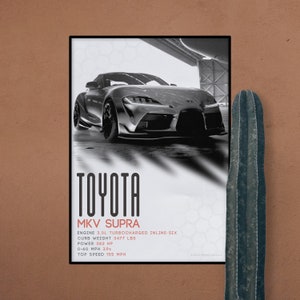 Toyota Supra Car Poster Print - Print Supra Poster - Toyota Poster Modern Design - Car Poster Supra - Toyota Poster Office Decor