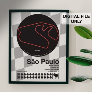 São Paulo F1 Track Poster Formula One Poster - São Paulo 2024 F1 Formula One Track Poster - Digital File Only
