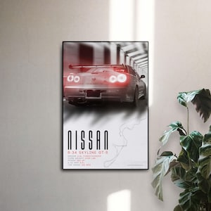 Nissan R34 GTR Car Poster - Digital Print R34 GTR Poster - Nissan GTR Poster Modern Design - Car Poster Skyline - Nissan Poster Office Decor