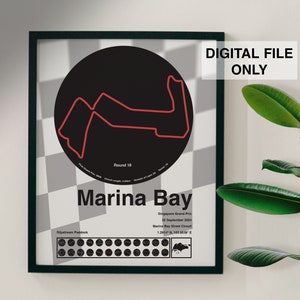 Marina Bay F1 Track Poster Formula One Poster - Marina Bay 2024 F1 Formula One Track Poster - Digital File Only