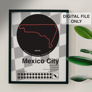 Mexico City F1 Track Poster Formula One Poster - Mexico City 2024 F1 Formula One Track Poster - Digital File Only