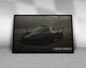 Car Poster | Pagani Zonda R Wall Art | Supercar Poster | Automotive Print | Garage Decor | Man Cave Artwork | Sleek Design | Racing Prints