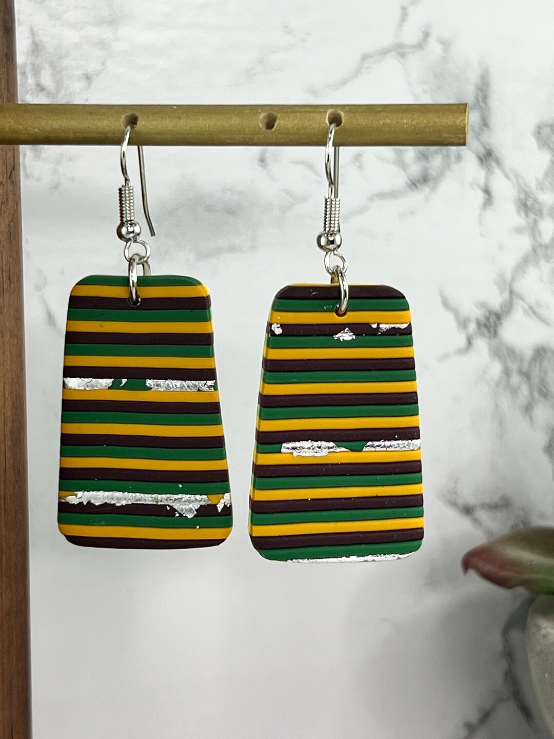 mardi gras polymer clay earrings