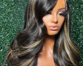 Glueless 5x5 Closure Perücke 22-Zoll-Körperwelle-Perücke mit blondem Geldstück Highlight HD-Spitze Vorgezupft Anfängerfreundlich, bereit zu tragen