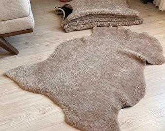 Coffee curly sheepskin, upholstery sheepskin, sheepskin rug, natural sheepskin,curly sheepskin, chair cover, collar fur, 80-60cm, 2,3 - 2 ft