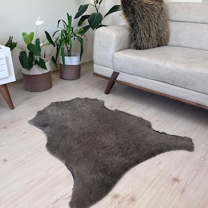 Natural Brown Sheepskin Rug: Genuine Lambskin, Soft Texture (35*27 in)