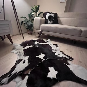 Set of 3 Natural Calf Hide Rugs: Genuine Cowhide Leather (2.9x2.6 ft)