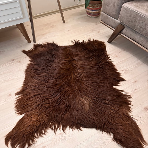 Natural Goatskin rug, goat hide, Goatskin pelt ,Genuine leather, Goatskin Rug, Tanned Handmade GoatSkin, Goatskin, 110 cm×90cm, 3.6.ft, 3.ft