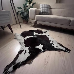 Set of 3 Natural Calf Hide Rugs: Genuine Cowhide Leather Area Rugs (2.9x2.6 ft)