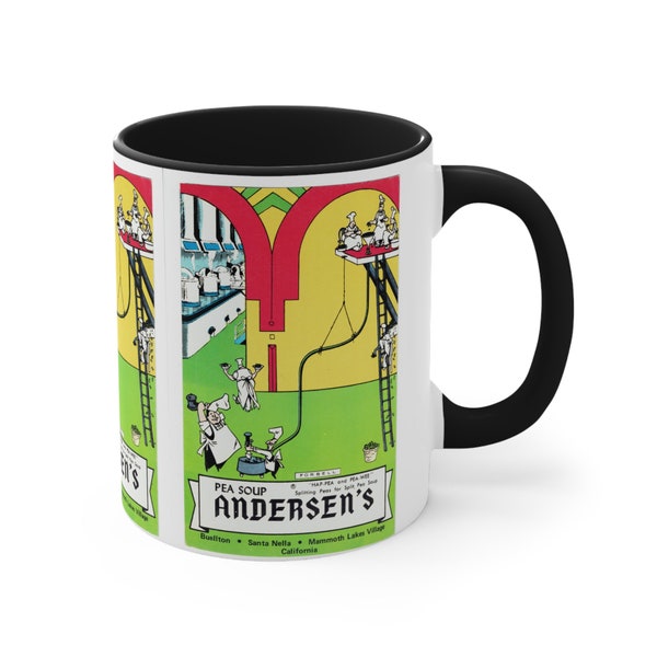 Pea Soup Andersens Mug - Retro Highway 101, Comic Illustration, 11oz Black Handle Collectible Souvenir Drinkware Coffee Cup