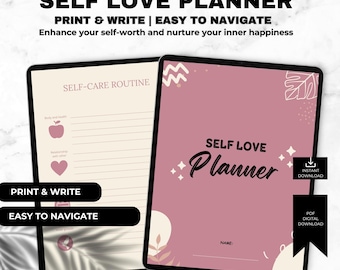Self-Love Planner, Daily Self-Care Journal, Mindfulness Workbook, Mental Wellness Tracker, Gratitude Journal, Digital Printable