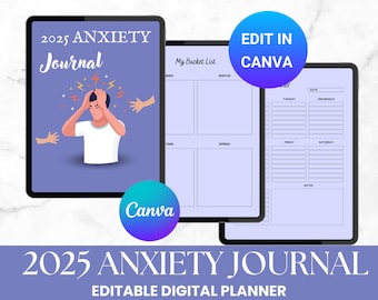 2025 Anxiety Journal | Mindfulness & Mental Health Tracker | Stress Relief, Mood Tracker And Self-Care Workbook