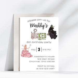 Wicked verjaardagsuitnodiging - gepersonaliseerde uitnodiging - 5 x 7 verjaardagsuitnodiging - digitale download