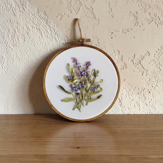 Lavender Embroidery Hoop Art - 5 Inch Floral Wall Decor