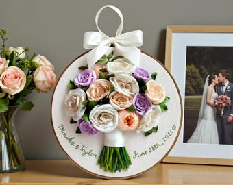 Custom Wedding Bouquet Embroidery from Photo, Personalized Bridal Keepsake Hoop
