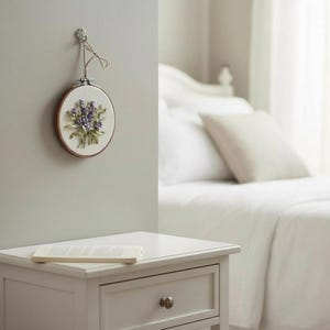 Lavender Embroidery Hoop Art - 5 Inch Floral Wall Decor image 12