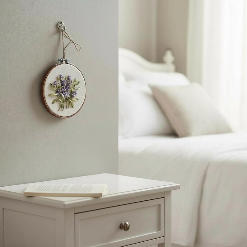 Lavender Embroidery Hoop Art - 5 Inch Floral Wall Decor image 12