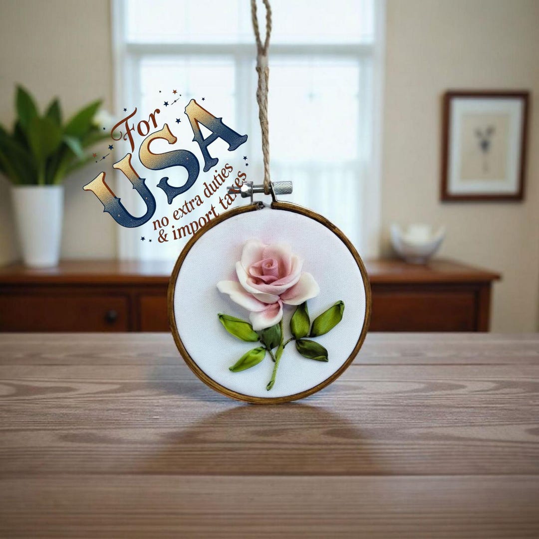 4 Inch Ribbon Embroidery Hoop Art, Solo Rose Wall Panel. - Etsy