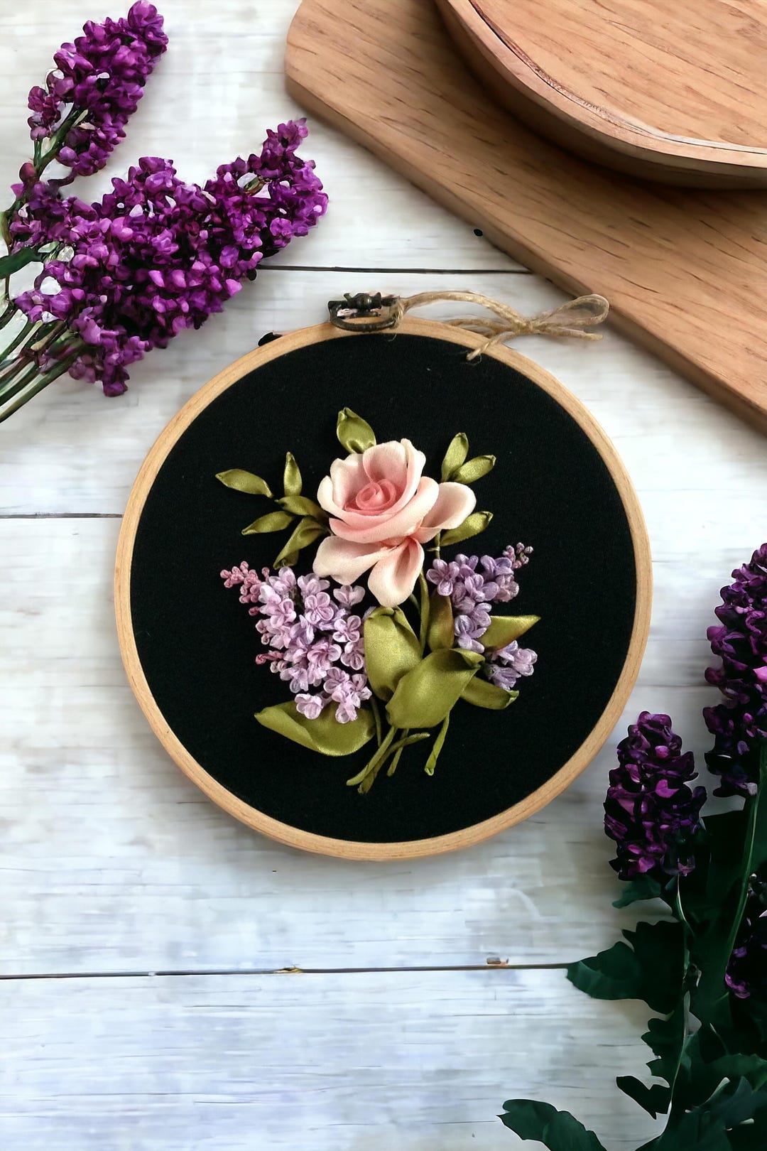 Rose Wall Decor – Ribbon Embroidery Hoop Art - Etsy