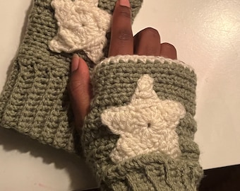Star girl crochet fingerless gloves