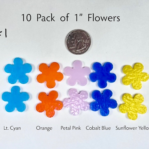 1" Fusible Glass Flowers - 10 pack- Multiple Colors 90 coe