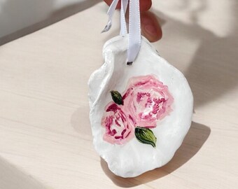 Peony Oyster Original painting decoupaged ornament
