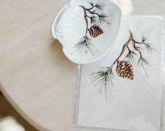 Custom Painting decoupaged on Ring Dish ( Oyster or Clam) Includes 5x7 original Painting