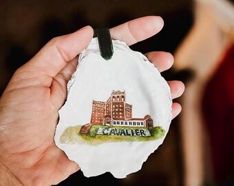 Original Painting Cavalier Ornament Virginia Beach / decoupaged