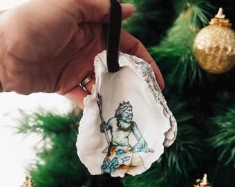 Original Watercolor Neptune Virginia Beach / decoupaged