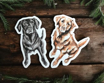 Original watercolor Chocolate lab or Black Lab sticker