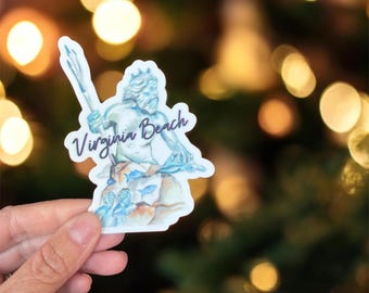 Neptune Virginia Beach sticker, original water color painting