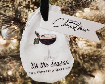 Original Watercolor Expresso Martini, decoupaged shell