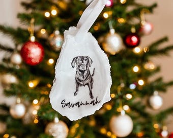 Original Watercolor Chocolate Lab/ Black lab Oyster Ornament/ ring dish