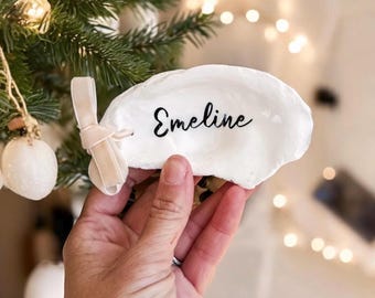 Oyster Shell Name Place Card | Personalized Place Cards | Guest Names Beach | Wedding Reception Favor