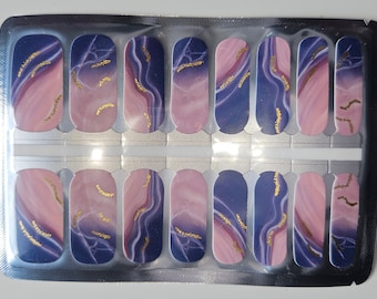 Blue Purple Marble Glitter Nail Wraps | Sparkle Nail Stickers | Glitter Sparkle Nail Art | Nail Strips | Nail Polish Sticker | Glitter