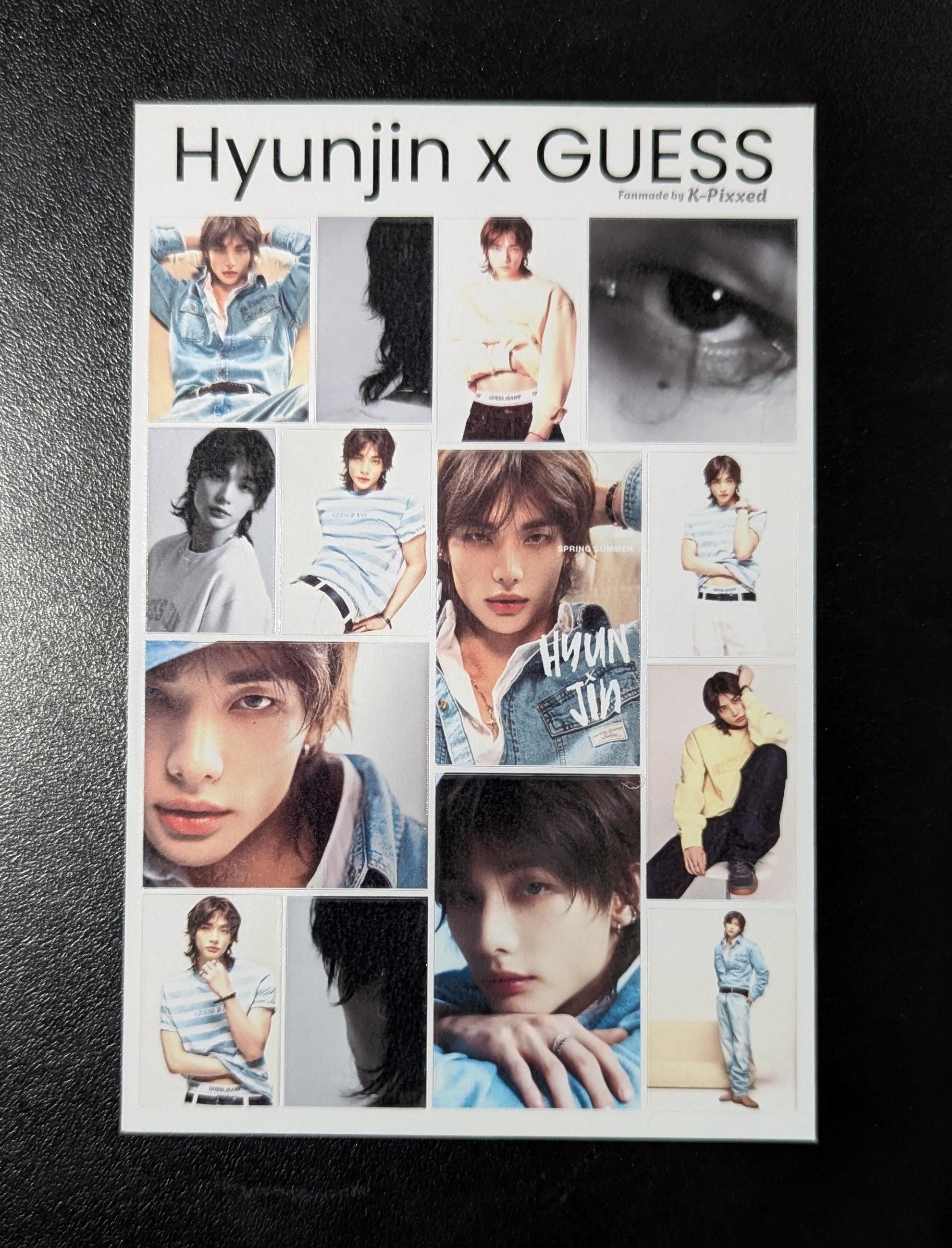 Hyunjin X GUESS Photocard Set | Glossy, Glitter, Metal | Fanmade