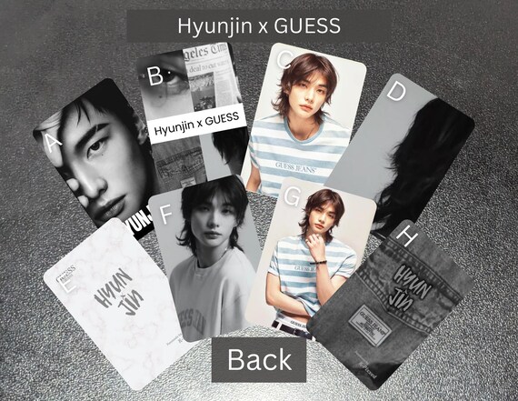 Hyunjin X GUESS Photocard Set | Glossy, Glitter, Metal | Fanmade