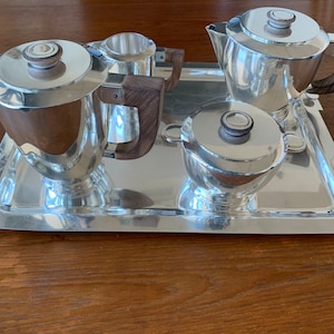 VERY RARE Christofle | Vintage Tea/Coffee Service | 1930s | Table Art | Silver Plated Metal and Rosewood | Art Deco | Made in France