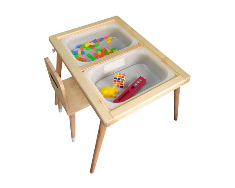 Wood Activity Table, Kids Table and Chair, Game Table, Gift for Kids